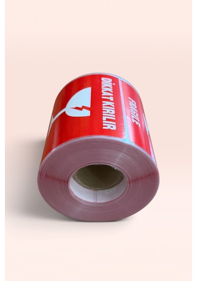 10x10 Cm Dikkat Kırılır Etiketi 500'lü Rulo 100x100 Mm - Kırılacak Eşya Fragile Koli Ve Paket Yapıştırma Etiketi 1