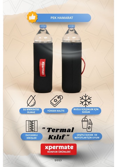 Xpermate Termal İçecek Kılıfı Sıcak & Soğuk Tutan Su Termal Kılıf 1,5l Siyah