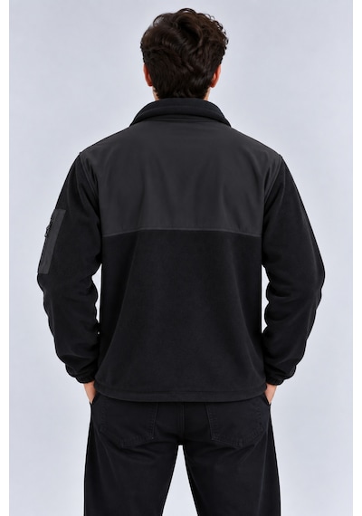 Parshey Erkek Softshell Polar Ceket Su Geçirmez Tam Fermuarlı Rahat Günlük Kullanım Siyah
