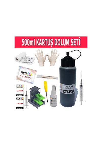 Canon Ip1900 Ip2200 Ip2400 Siyah Kartuş Mürekkep Dolum Seti 500 ML