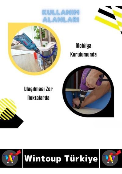 Kompakt Tamir Vidalama Montaj Elektrikli Matkap Tornavida 360 Derece Şaftlı Esnek Tornavida Ucu Seti