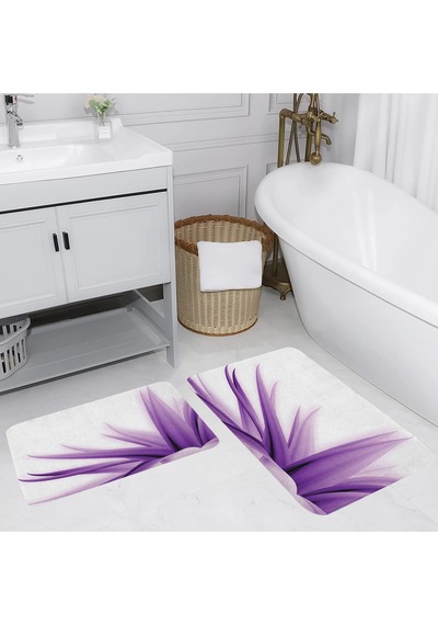 Rovigo Home Baskılı Kaymaz Taban 2 Li Banyo Paspas Takım Rvg5133-100X60-60X50 Çok Renkli