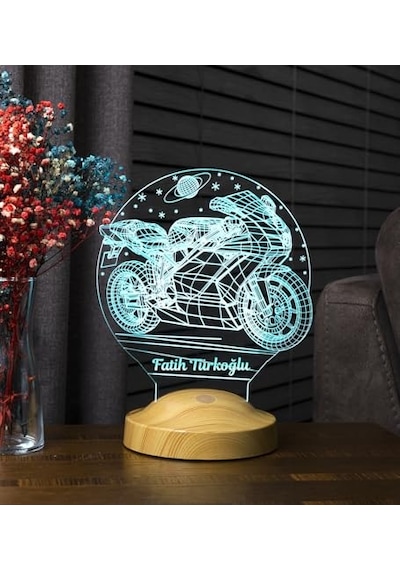 Racing Motosiklet Motor Hayranlarına Hediye 3d Led Lamba, Erkeğe Hediye, Motor Gp Kişiye Özel 3 Boyutlu Lamba Genel