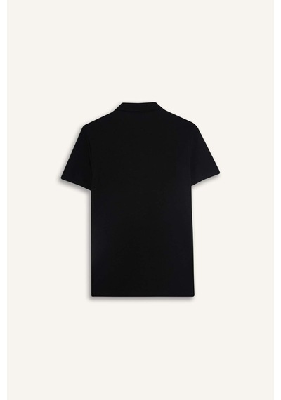 DeFacto Slim Fit Dar Kesim Polo Yaka Kısa Kollu Pamuklu Modal Karışımlı Basic Düz Siyah Tişört M6609AZ25SPBK81 DeFacto Slim Fit Dar Kesim Polo Yaka Kısa Kollu Pamuklu Modal Karışımlı Basic Düz Siyah Tişört M6609AZ25SPBK81