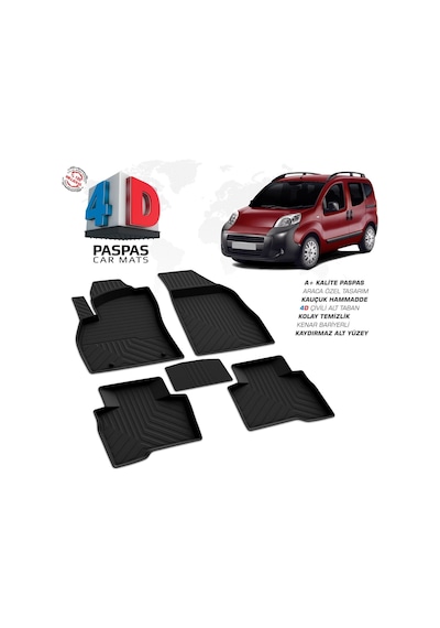 Citroen Nemo 4d Araca Özel Havuzlu Kauçuk Paspas Siyah