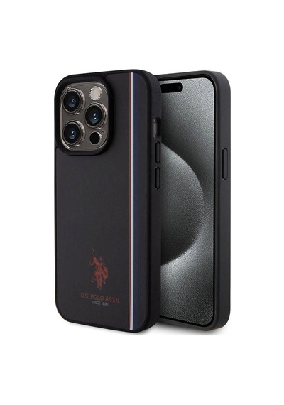 Apple iPhone Uyumlu 15 Pro Kılıf U.s. Polo Assn.  Lisanslı Üç Renk Şerit Tasarımlı Baskı Logolu Kapa