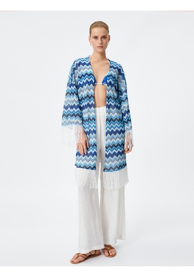 Koton Kimono Kolları Ve Eteği Püsküllü Rahat Kesim Multıcolor 3sak80001mk 3SAK80001MKMIX Mavi Koton Kimono Kolları Ve Eteği Püsküllü Rahat Kesim Multıcolor 3sak80001mk 3SAK80001MKMIX Mavi