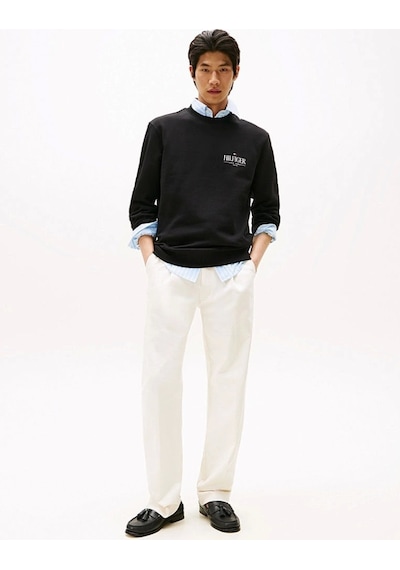Tommy Hilfiger Hılfıger Stacked Sweatshırts Erkek Siyah Kazak Mw0mw39376bds Siyah