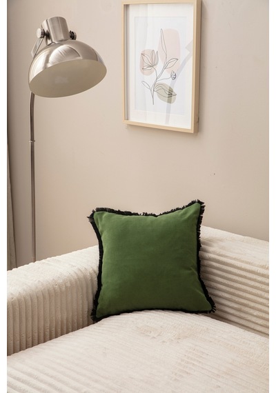 Swita Home Saçaklı Tek Renk 43x43 Kırlent Kılıfı Siyah - Gri Swita Home Saçaklı Tek Renk 43x43 Kırlent Kılıfı Siyah - Gri
