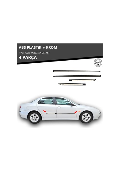 Alfa Romeo 156 Yan Kapı Koruma Çıtası Plastik + Krom Unvrslppkçt00081