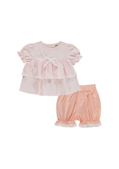 Civil Baby Roba Fiyonklu 6-18 Ay Takım - Pembe