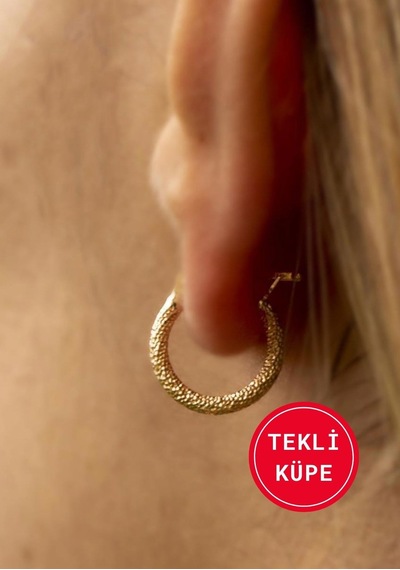 14 Ayar Altın Mini İnce Simli Tekli Küpe Sarı Altın