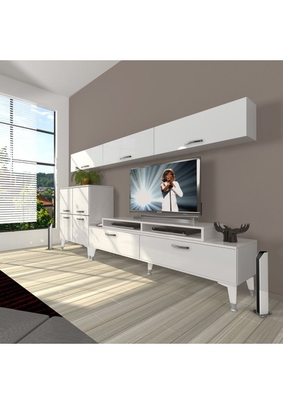 Decoraktiv Ekoflex 8 Slm Silver Tv Ünitesi Tv Sehpası Beyaz
