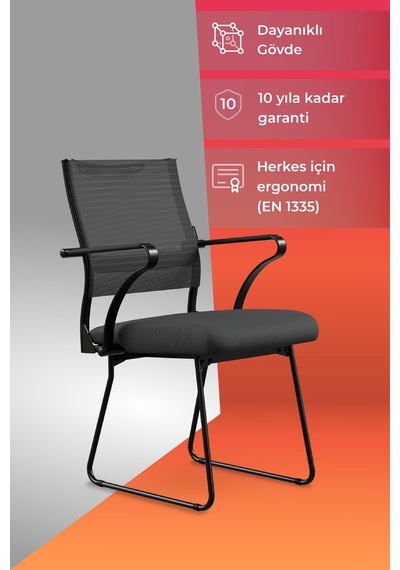 Ergolife Sit Air 24/7 M4-280k - Fileli, Siyah, Toplantı Odası, Bekleme Sandalyesi - 6a0.60.1.6a5