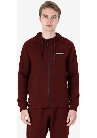 Lescon Bordo Erkek Fermuarlı Kapüşonlu Sweatshirt 23n-1121