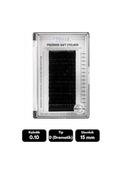 Misyul 0.10d Dramatik Kıvrım 15 Mm Soft Eyelash Doğal İpek Kirpik 16'lı