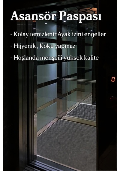 Asansör Nem Ve Toz Alıcı Kapı Önü Paspası Gri