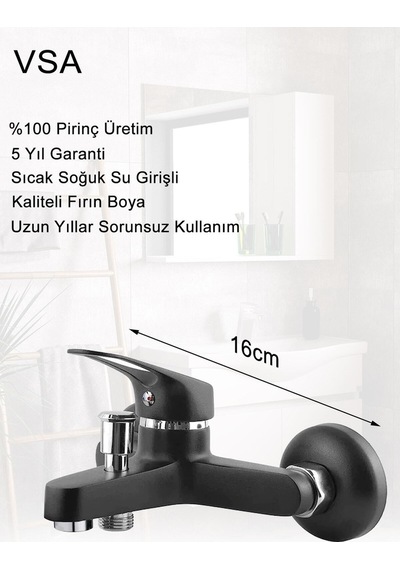 Siyah Yağmurlama Robot Banyo Seti Mutfak Banyo Lavabo Bataryası Seti Siyah