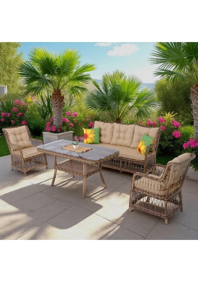 Lavida Bahçe Oturma Takımı Rattan Bahçe Balkon Takımı 3+1+1 Ve Sehpa Diğer