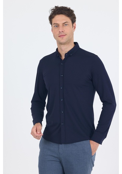 İmza Koyu Lacivert İtalyan Düğmeli Yaka Uzunkol Cepsiz Slim Fit Gömlek 1004250254 Koyu Lacivert İmza Koyu Lacivert İtalyan Düğmeli Yaka Uzunkol Cepsiz Slim Fit Gömlek 1004250254 Koyu Lacivert