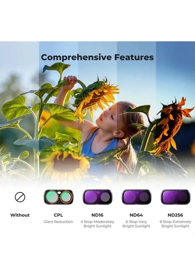 K&f Concept Insta360 Luna Ultra İçin 4 Parça Filtre Seti Cpl + Nd16 + Nd64 + Nd256