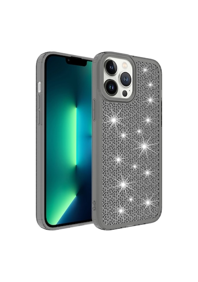 Apple Uyumlu iPhone 13 Pro Uyumlu Airbagli Parlak Tasarımlı Zore Snow Kapak-siyah -