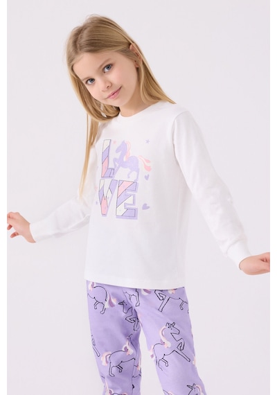 Rolypoly Kız Çocuk Beyaz Pijama Takımı Beyaz