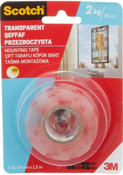 3M Scotch Şeffaf Montaj Bandı - Köpük Bant 19Mmx1.5Mt 4004