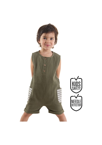 Denokids Erkek Bebek Çocuk Yeşil Müslin Tulum Çok Renkli