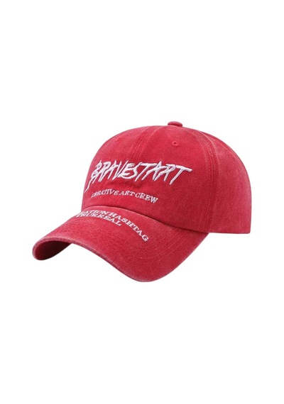 Tezzgelsin Unisex Eskitme Bravestart Nakışlı Ayarlanabilir Beyzbol Kep Şapka Kırmızı