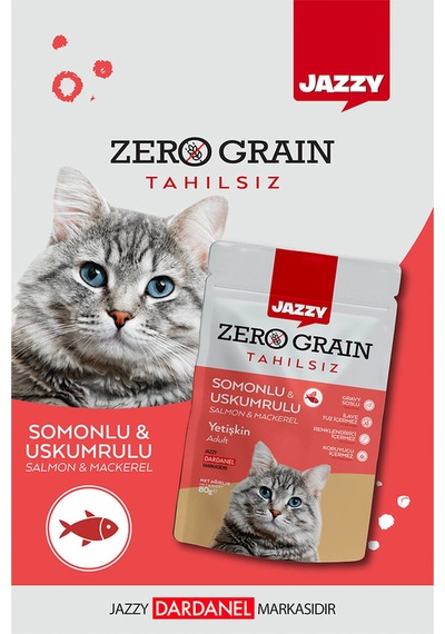 3 Adet Jazzy Kedi Maması Uskumru- Somon 80 Gr