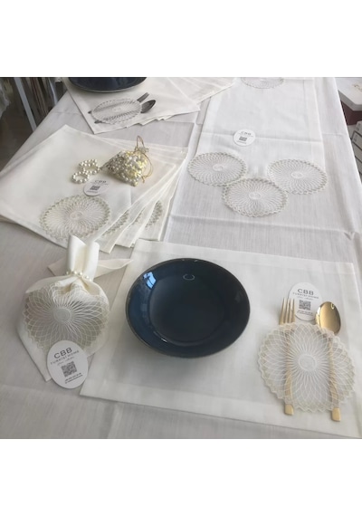 Sofra Takımı Planet Gardenya Keten Yemek Takımı 160x260 Masa Seti 26 Parça Runner Set Diğer