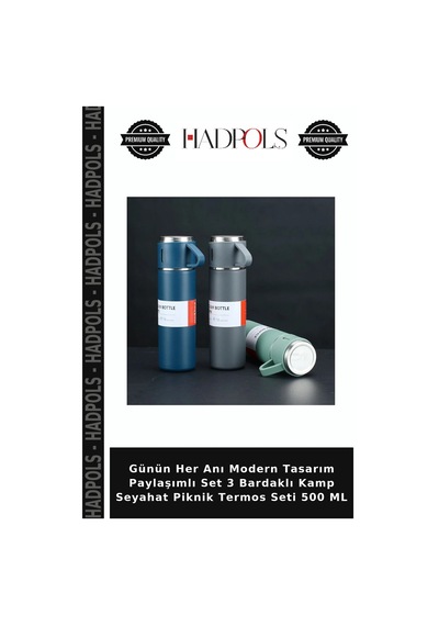 Günün Her Anı Modern Tasarım Paylaşımlı Set 3 Bardaklı Kamp Seyahat Piknik Termos Seti 500 Ml Diğer