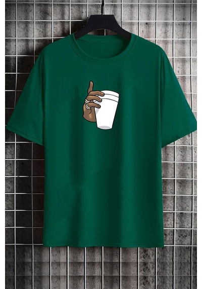 Flood Of Style Unisex Tupac Coffee Baskılı T-shirt Yeşil