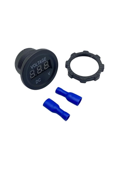 12v-24v Dijital Voltmetre Düz Tip Mavi Işık 28 Mm