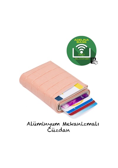 Adelina Bags Adelina Pudra Timsah Desenli Mekanizmalı Otomatik Kızaklı Kartlık Pudra