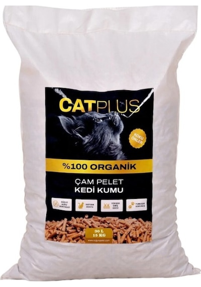 Catplus Organik Çam Peleti Kedi Kumu 6 MM 30 L 15 KG