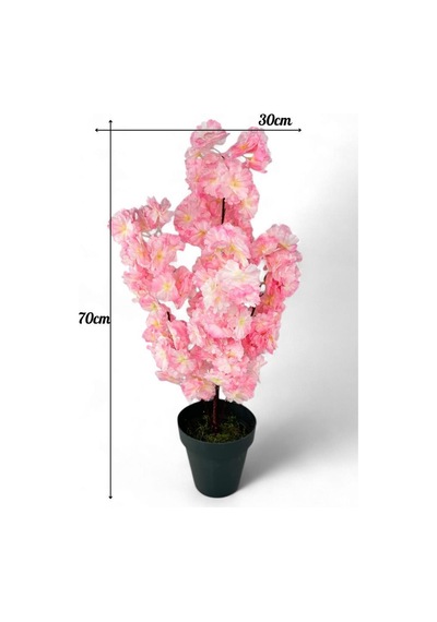Yapay Ağaç Bahardalı Ağacı Pembe Japon Kiraz Çiçeği Sakura Çiçeği 70cm Siyah Plastik Saksılı