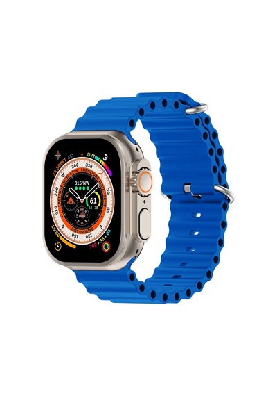 Caseonn Apple Watch Uyumlu Series 6 44mm Kordon Suya Dayanıklı Okyanus Silikon Kayış Mavi
