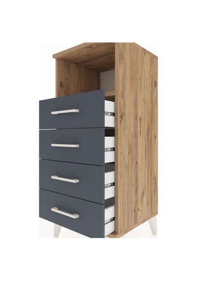 Hyperion Komodin Tek Raflı 4 Çekmeceli 44x44x106 Çam-antrasit Atlas Çam