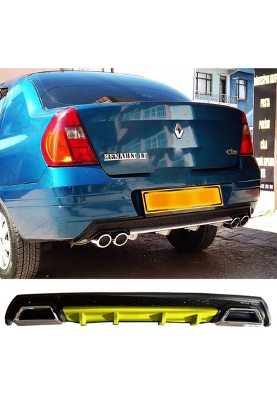 Renault Clio 2 Sedan Sarı Difüzör Çiftli Kare Egzoz Görünümlü D Tip Difizör