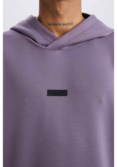 DeFactoFit Standart Fit Kapüşonlu Skuba Dalgıç Kumaş Sporcu Sweatshirt D7364AX25SPPR506