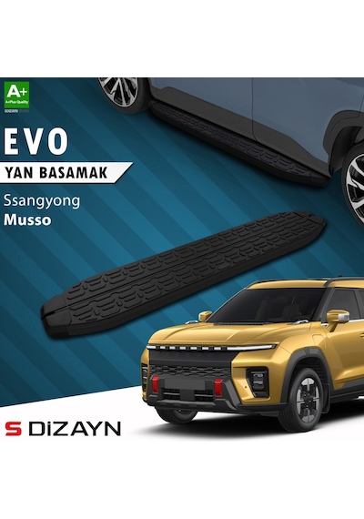 S-dizayn Ssangyong Musso Elektrikli Evo Siyah Yan Basamak 223 Cm 2025 Üzeri A+ Kalite