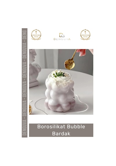 Bardak Isıya Dirençli Şeffaf İnce Tasarım Çay Kahve Sunum Dayanıklı Borosilikat Bubble Bardak Çok Renkli