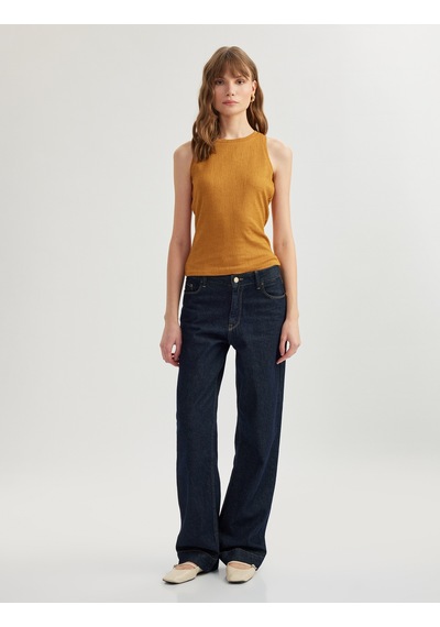 Koton Kolsuz Bisiklet Yaka Slim Fit Basic Atlet Kahverengi 5sak10020uk Kahve