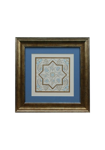 E38 El İşçiliği Çini Desenli Tezhip Tablo - 40 40 Cm - 6544