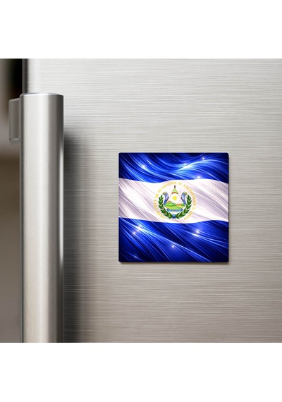 El Salvador El Salvador Abstract Ülke Bayraklı Buzdolap Magneti - 9x9 Cm