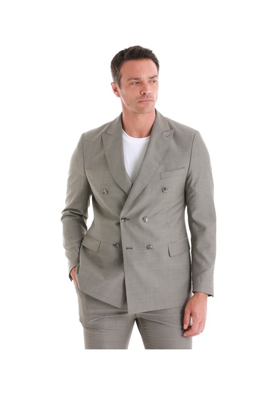 Hatemoğlu Vizon Slim Fit Desenli Kruvaze Klasik Takım Elbise 33202024c010 V02 Vizon