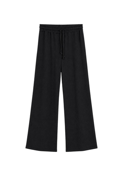 Vadon 1010 Kadın Bürümcük Dokulu Halter Yaka Crop Atlet Bol Paça Pantolon Takım Siyah