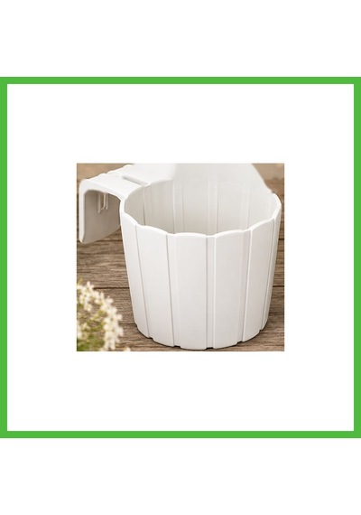 Vaveni 3d Baskı Askılı Balkon Saksısı Dikey Çizgili Dekoratif Çiçek Ve Aromatik Bitki Saksısı - Beyaz Arz